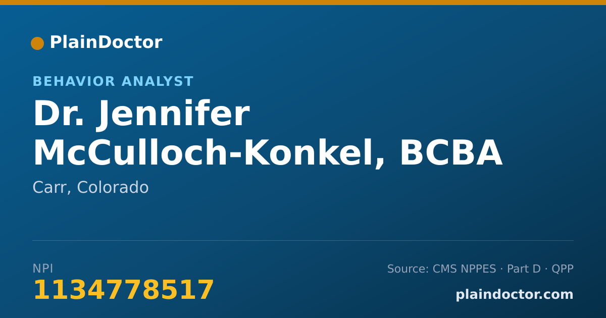 Shareable card for Jennifer McCulloch-Konkel, BCBA - Behavior Analyst, Carr, CO