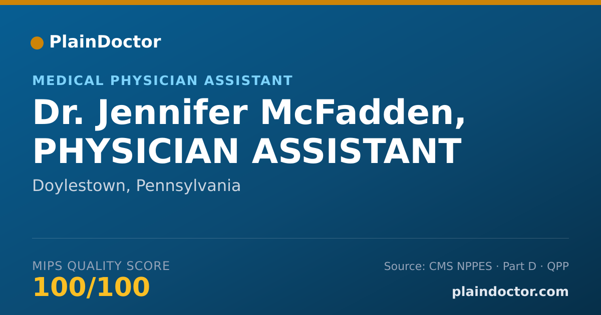 Shareable card for Jennifer McFadden, PHYSICIAN ASSISTANT - Medical Physician Assistant, Doylestown, PA