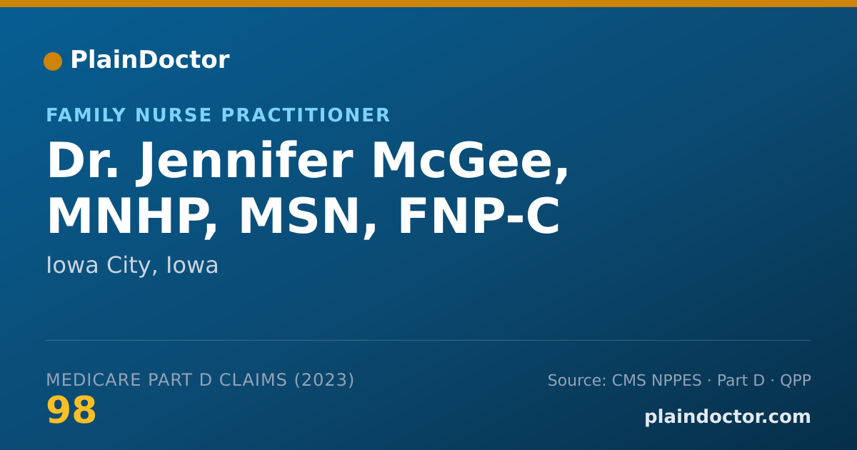 Shareable card for Jennifer McGee, MNHP, MSN, FNP-C - Family Nurse Practitioner, Iowa City, IA