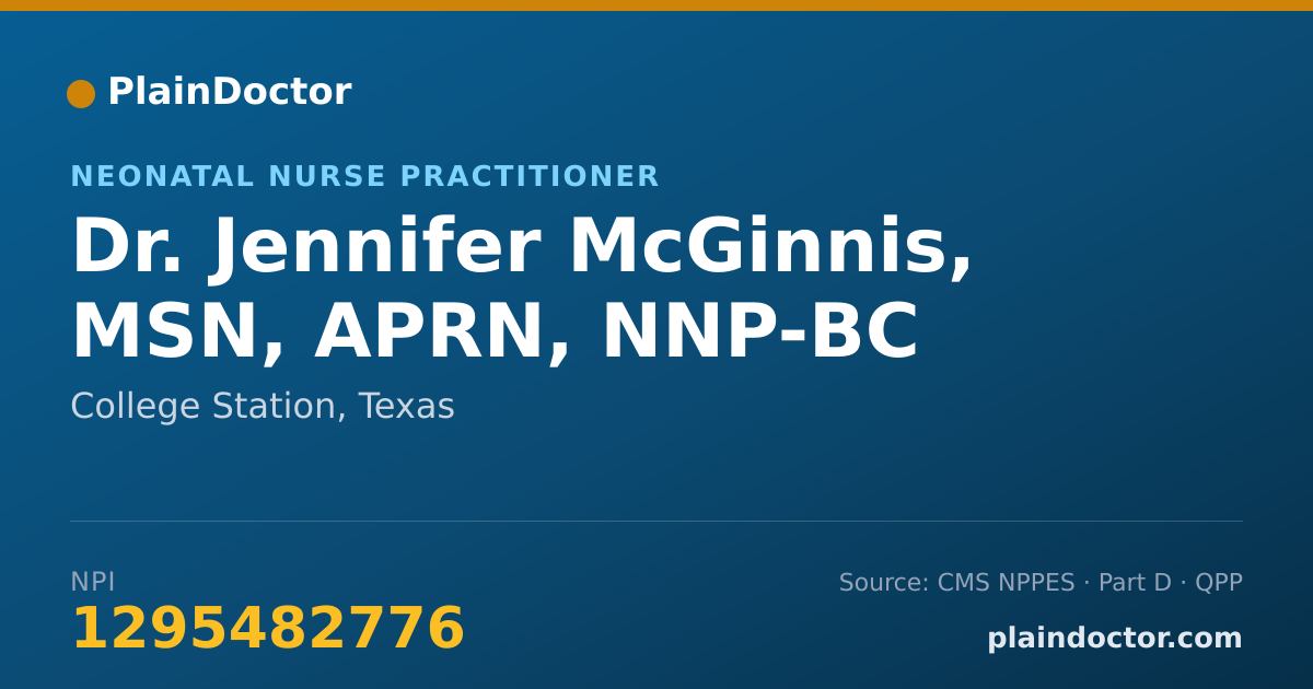 Shareable card for Jennifer McGinnis, MSN, APRN, NNP-BC - Neonatal Nurse Practitioner, College Station, TX