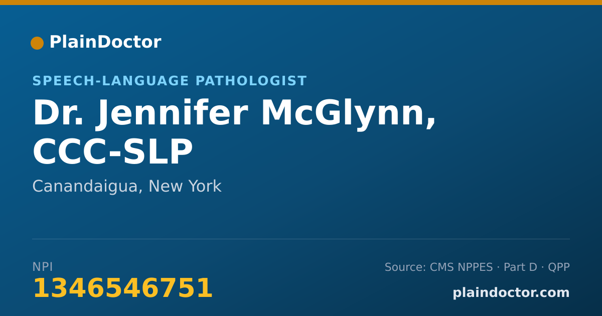 Shareable card for Jennifer McGlynn, CCC-SLP - Speech-Language Pathologist, Canandaigua, NY