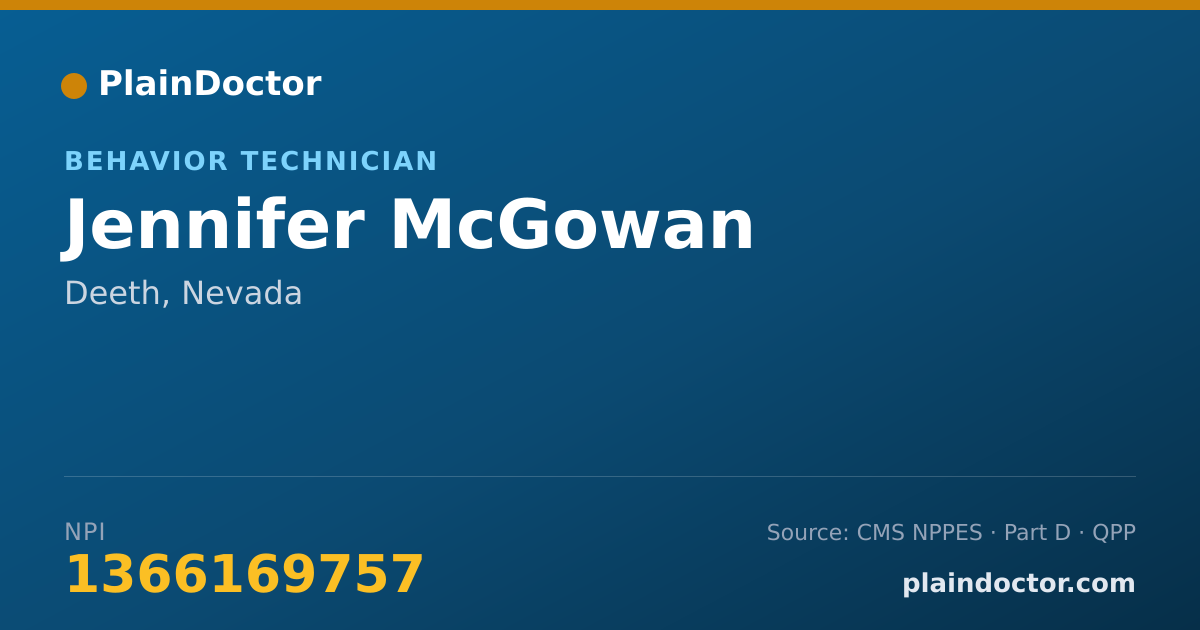 Shareable card for Jennifer McGowan - Behavior Technician, Deeth, NV