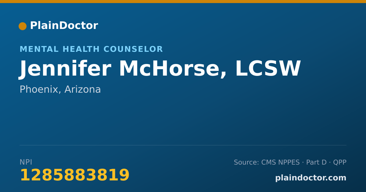 Shareable card for Jennifer McHorse, LCSW - Mental Health Counselor, Phoenix, AZ