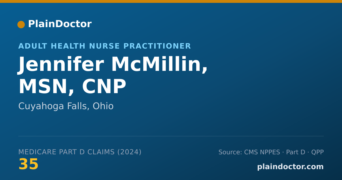 Shareable card for Jennifer McMillin, MSN, CNP - Adult Health Nurse Practitioner, Cuyahoga Falls, OH
