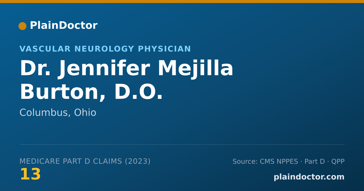 Shareable card for Jennifer Mejilla Burton, D.O. - Vascular Neurology Physician, Columbus, OH
