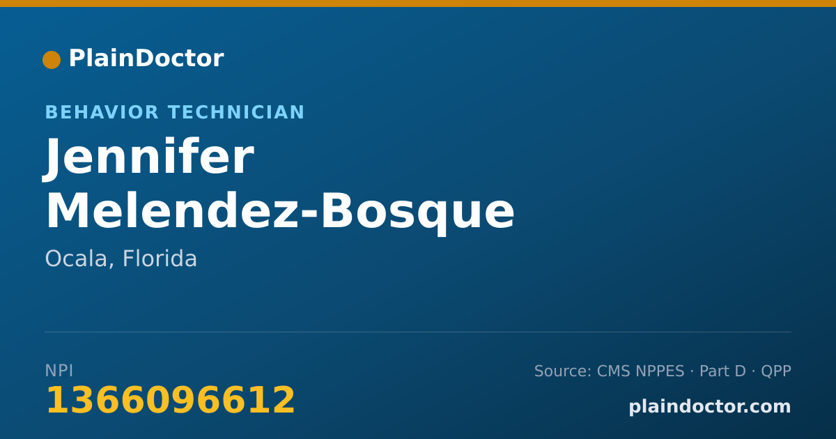 Shareable card for Jennifer Melendez-Bosque - Behavior Technician, Ocala, FL