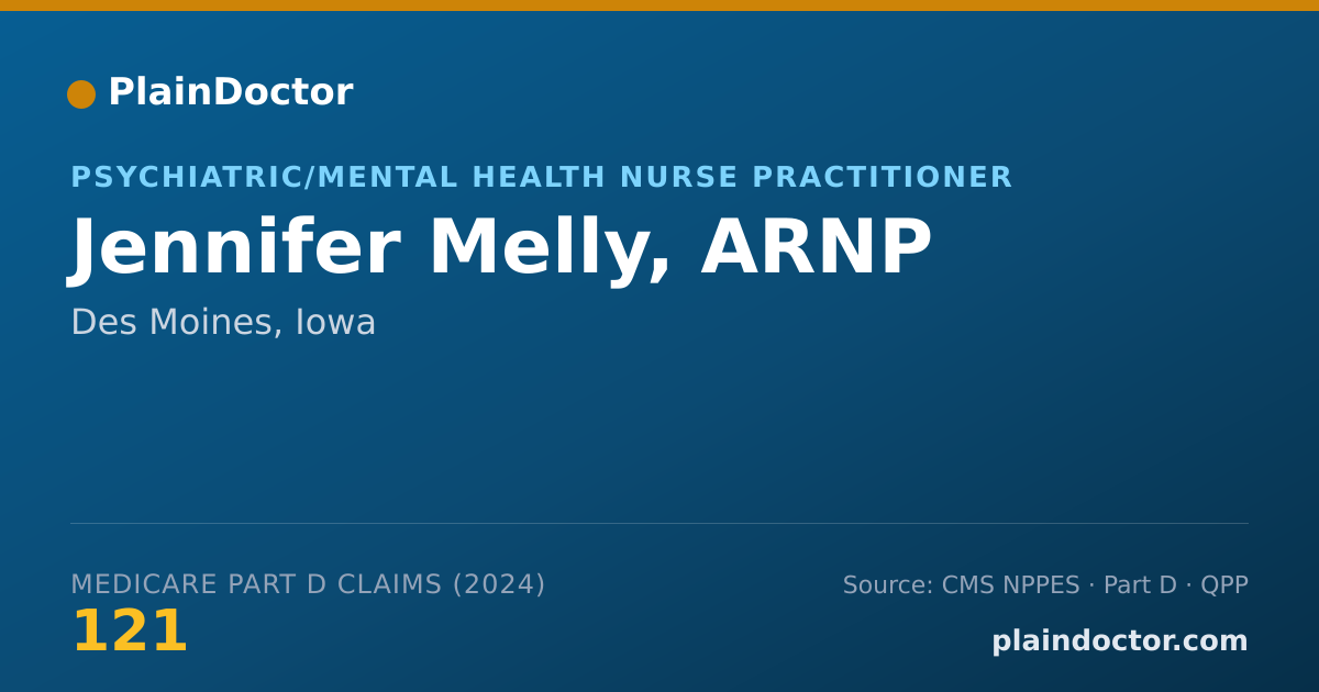 Shareable card for Jennifer Melly, ARNP - Psychiatric/Mental Health Nurse Practitioner, Des Moines, IA