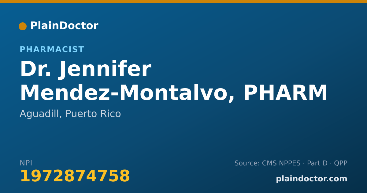 Shareable card for Jennifer Mendez-Montalvo, PHARM D - Pharmacist, Aguadill, PR