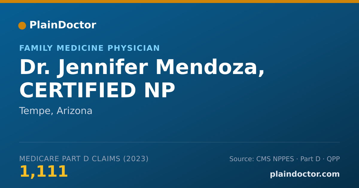 Shareable card for Jennifer Mendoza, CERTIFIED NP - Family Medicine Physician, Tempe, AZ