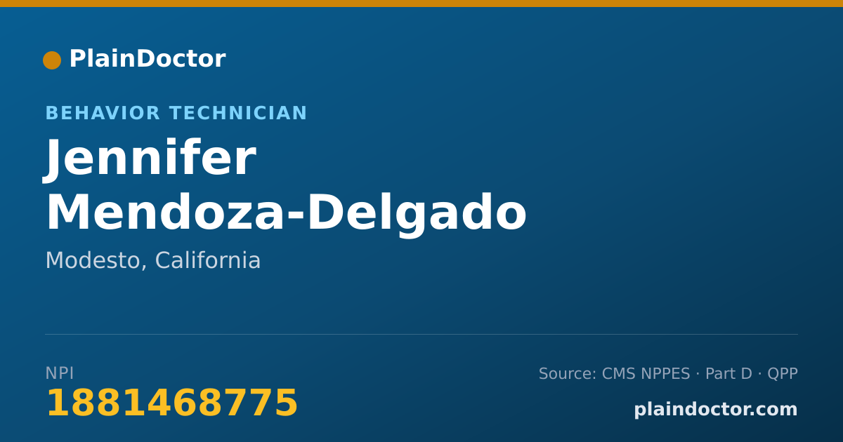 Shareable card for Jennifer Mendoza-Delgado - Behavior Technician, Modesto, CA