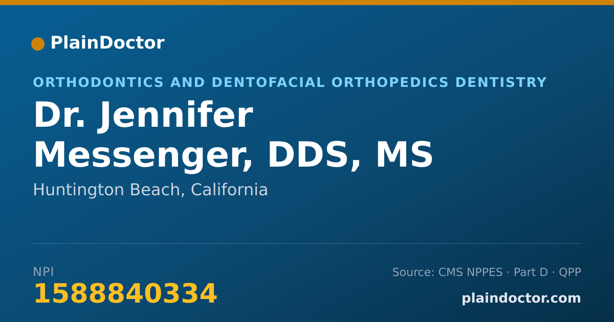 Shareable card for Jennifer Messenger, DDS, MS - Orthodontics and Dentofacial Orthopedics Dentistry, Huntington Beach, CA