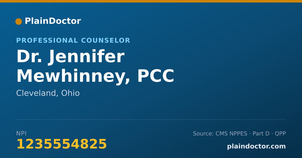 Shareable card for Jennifer Mewhinney, PCC - Professional Counselor, Cleveland, OH