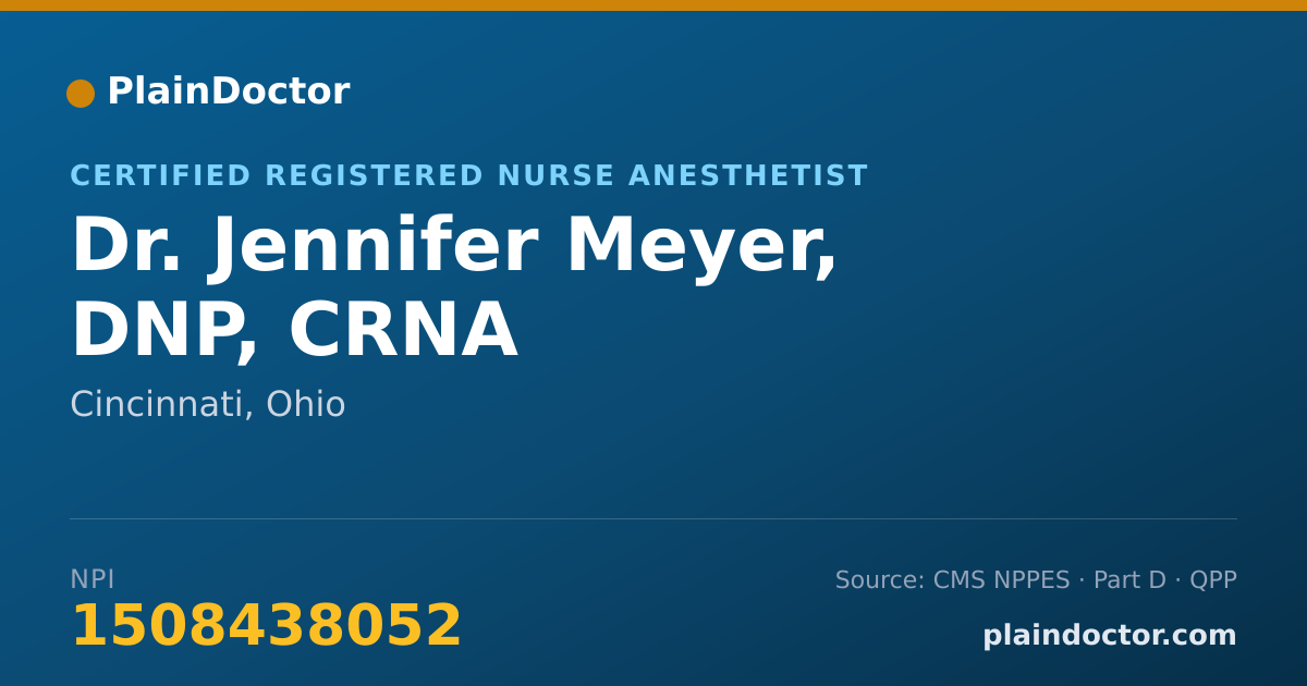 Shareable card for Jennifer Meyer, DNP, CRNA - Certified Registered Nurse Anesthetist, Cincinnati, OH