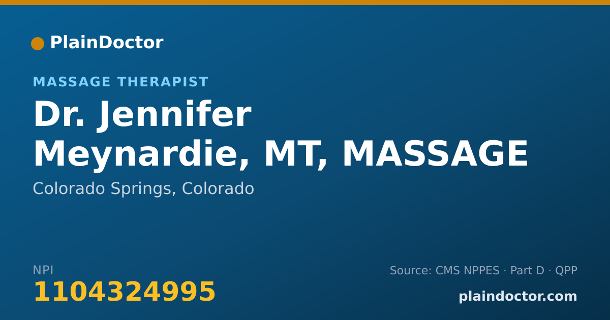 Shareable card for Jennifer Meynardie, MT, MASSAGE THERAPY - Massage Therapist, Colorado Springs, CO