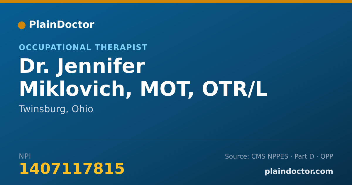 Shareable card for Jennifer Miklovich, MOT, OTR/L - Occupational Therapist, Twinsburg, OH