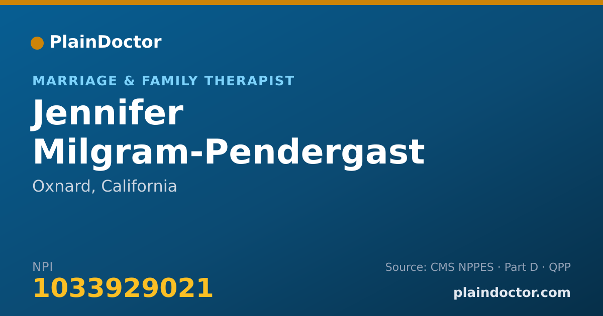 Shareable card for Jennifer Milgram-Pendergast - Marriage & Family Therapist, Oxnard, CA