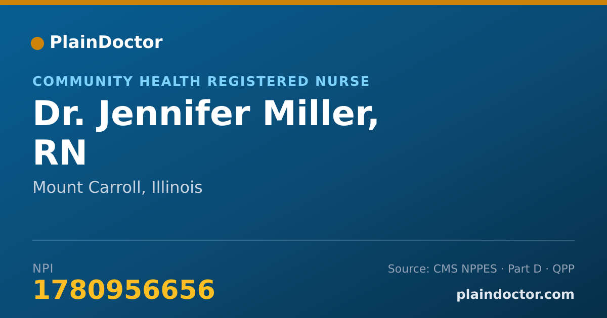 Shareable card for Jennifer Miller, RN - Community Health Registered Nurse, Mount Carroll, IL