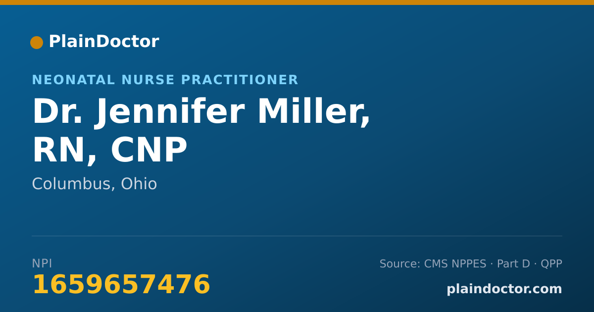 Shareable card for Jennifer Miller, RN, CNP - Neonatal Nurse Practitioner, Columbus, OH