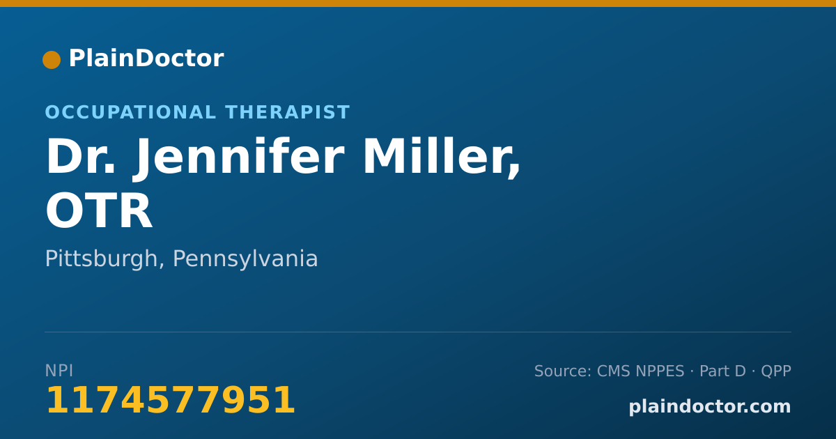 Shareable card for Jennifer Miller, OTR - Occupational Therapist, Pittsburgh, PA