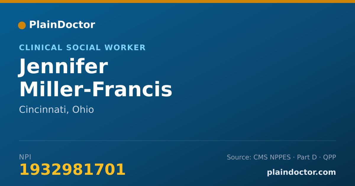Shareable card for Jennifer Miller-Francis - Clinical Social Worker, Cincinnati, OH