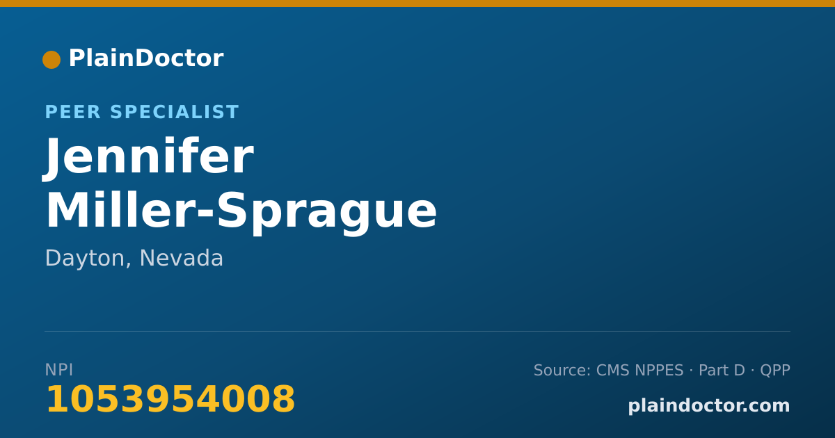 Shareable card for Jennifer Miller-Sprague - Peer Specialist, Dayton, NV