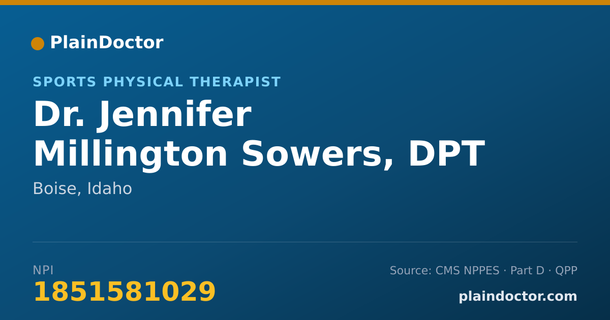 Shareable card for Jennifer Millington Sowers, DPT - Sports Physical Therapist, Boise, ID