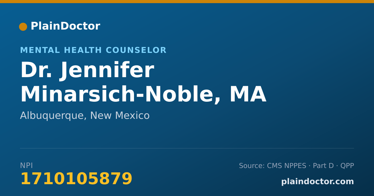 Shareable card for Jennifer Minarsich-Noble, MA - Mental Health Counselor, Albuquerque, NM