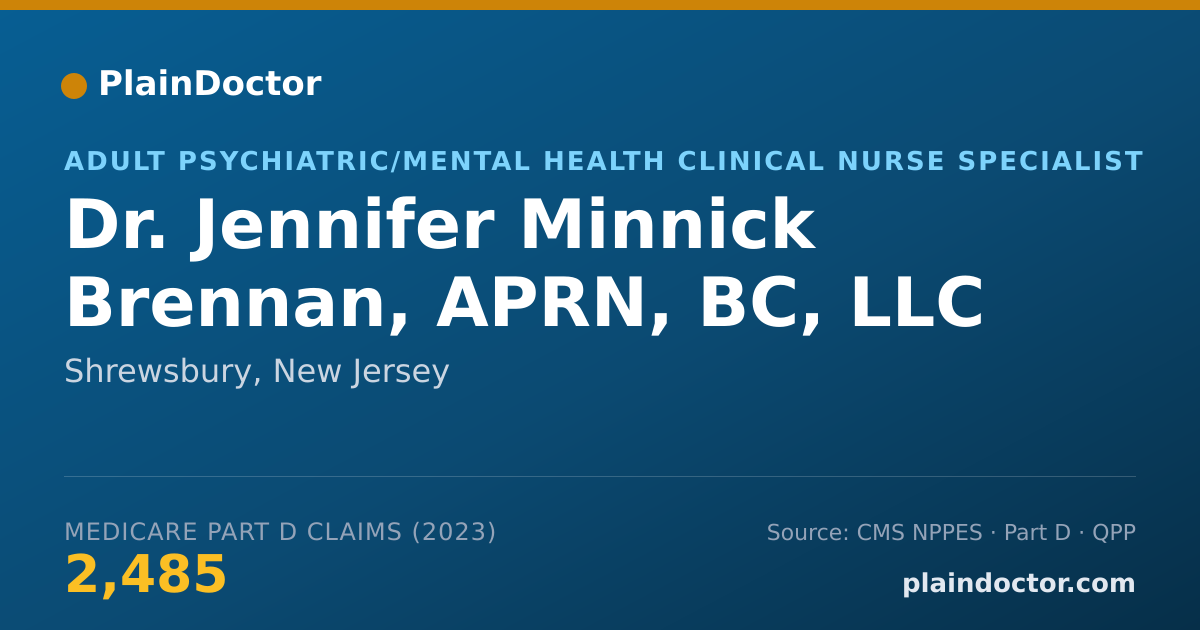 Shareable card for Jennifer Minnick Brennan, APRN, BC, LLC - Adult Psychiatric/Mental Health Clinical Nurse Specialist, Shrewsbury, NJ