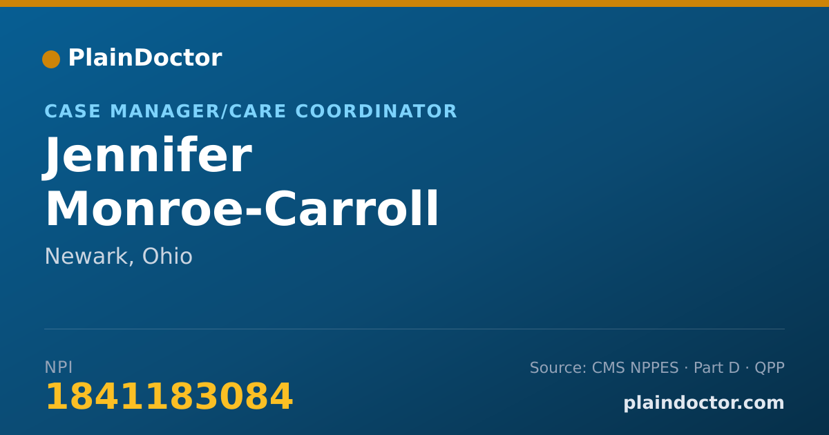 Shareable card for Jennifer Monroe-Carroll - Case Manager/Care Coordinator, Newark, OH