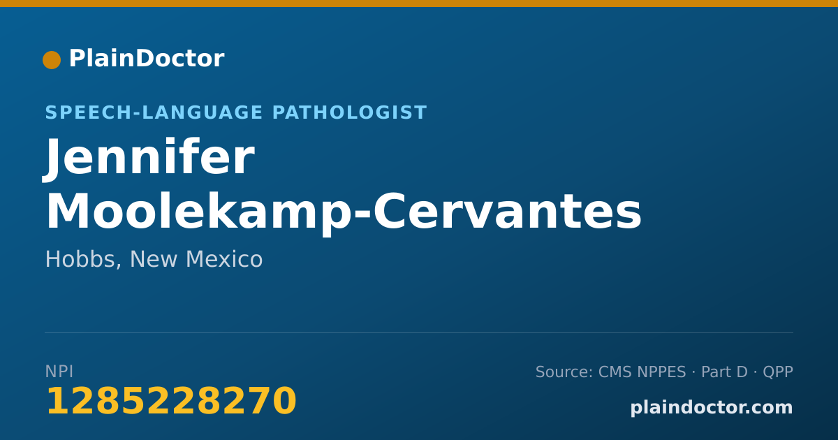 Shareable card for Jennifer Moolekamp-Cervantes - Speech-Language Pathologist, Hobbs, NM