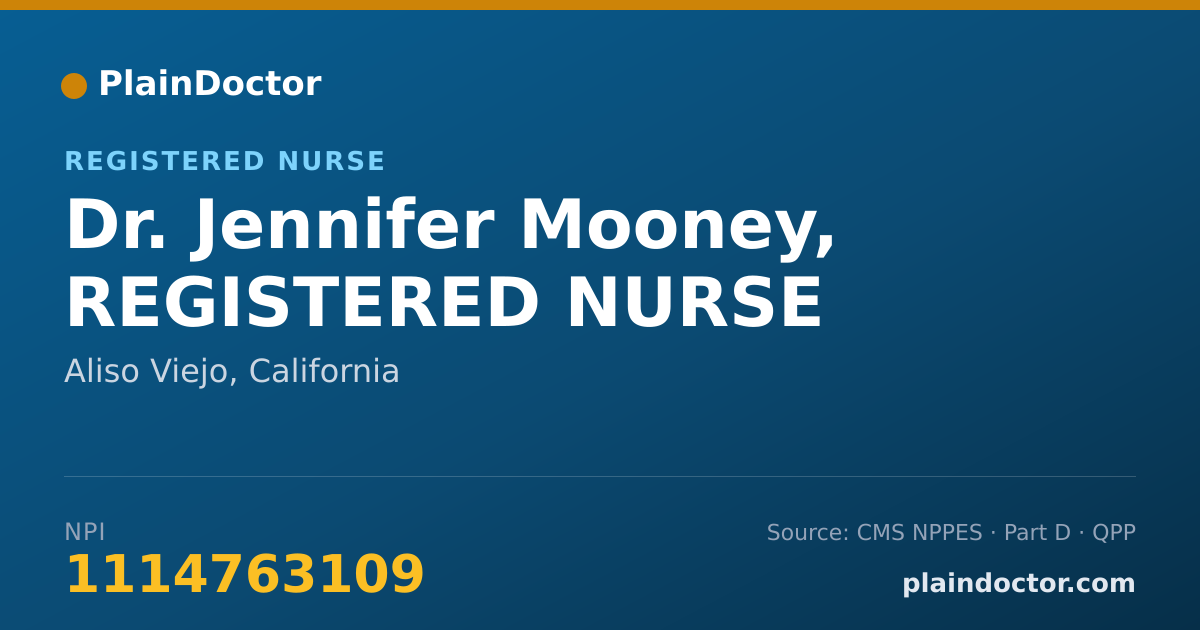 Shareable card for Jennifer Mooney, REGISTERED NURSE - Registered Nurse, Aliso Viejo, CA