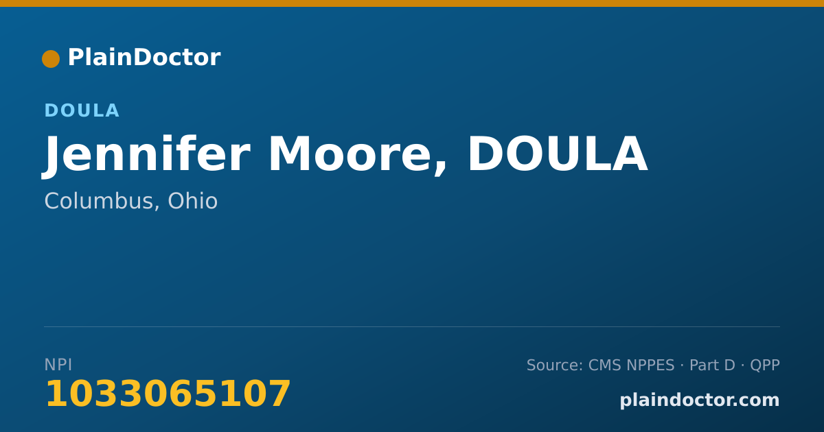 Shareable card for Jennifer Moore, DOULA - Doula, Columbus, OH