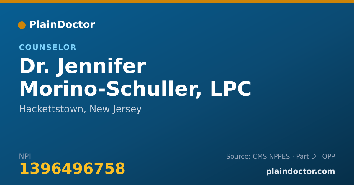 Shareable card for Jennifer Morino-Schuller, LPC - Counselor, Hackettstown, NJ