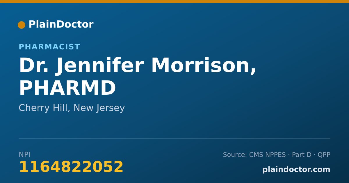 Shareable card for Jennifer Morrison, PHARMD - Pharmacist, Cherry Hill, NJ