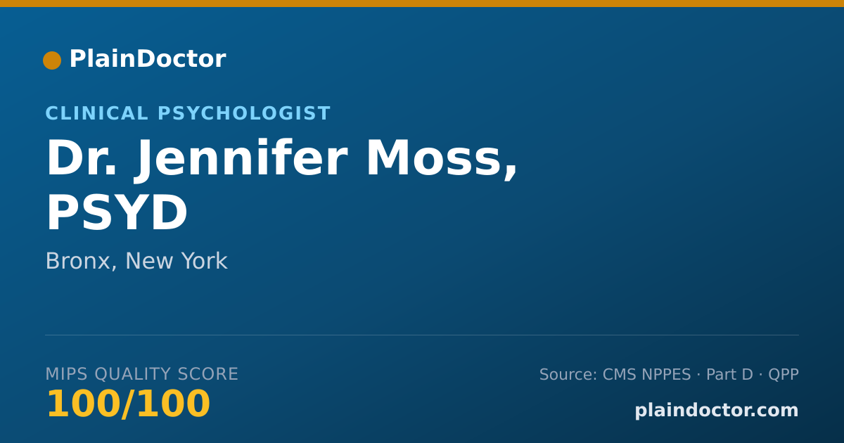Shareable card for Jennifer Moss, PSYD - Clinical Psychologist, Bronx, NY