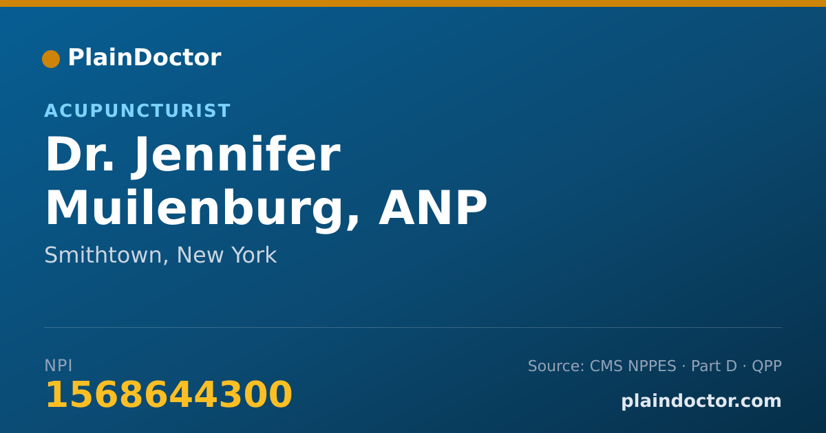 Shareable card for Jennifer Muilenburg, ANP - Acupuncturist, Smithtown, NY