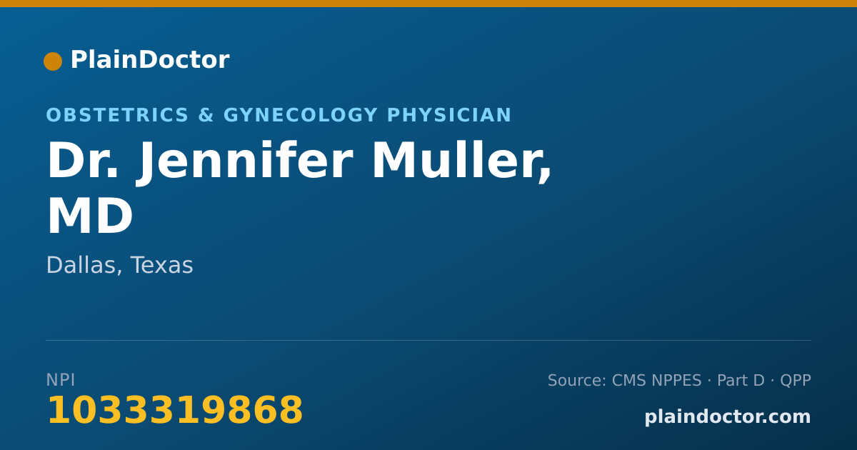 Shareable card for Jennifer Muller, MD - Obstetrics & Gynecology Physician, Dallas, TX