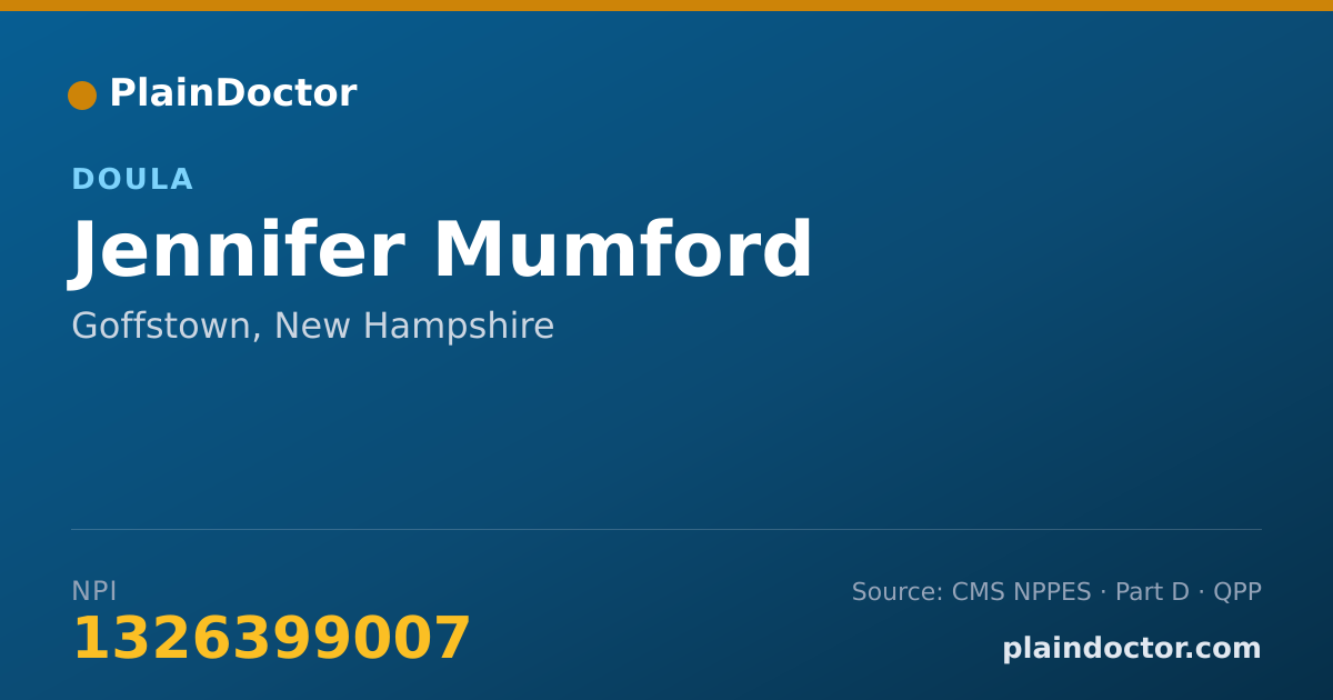 Shareable card for Jennifer Mumford - Doula, Goffstown, NH