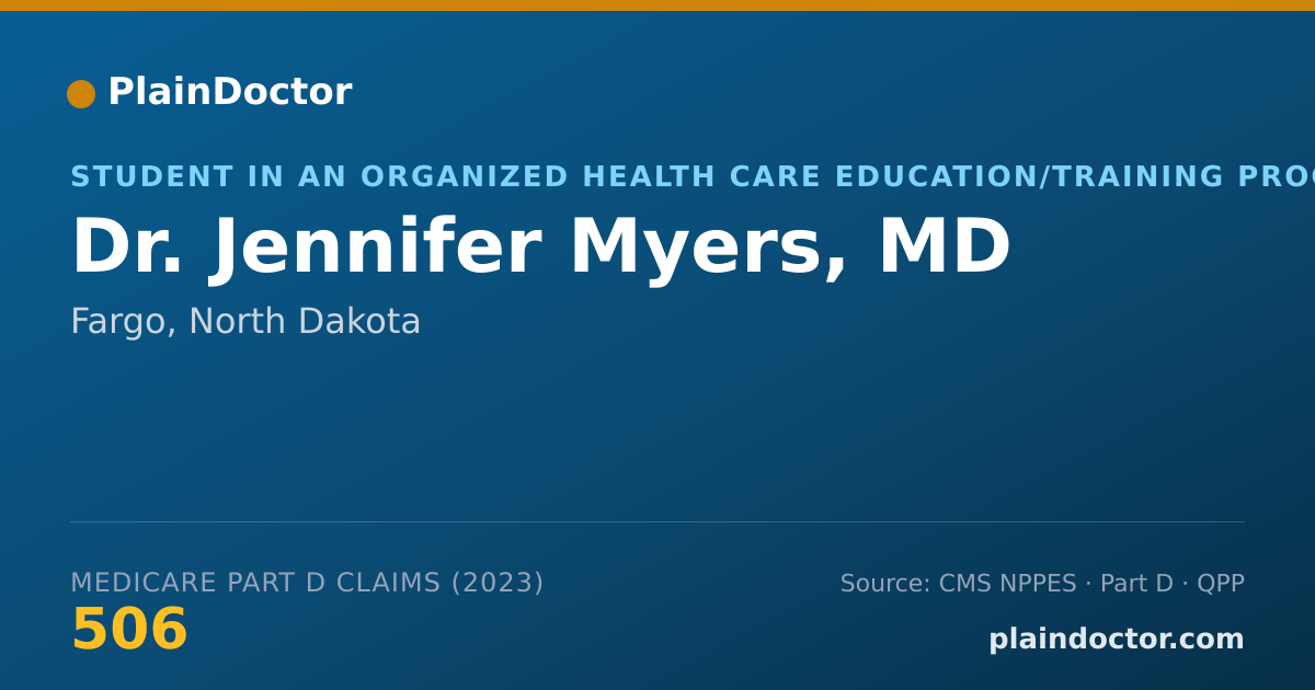 Shareable card for Jennifer Myers, MD - Student in an Organized Health Care Education/Training Program, Fargo, ND