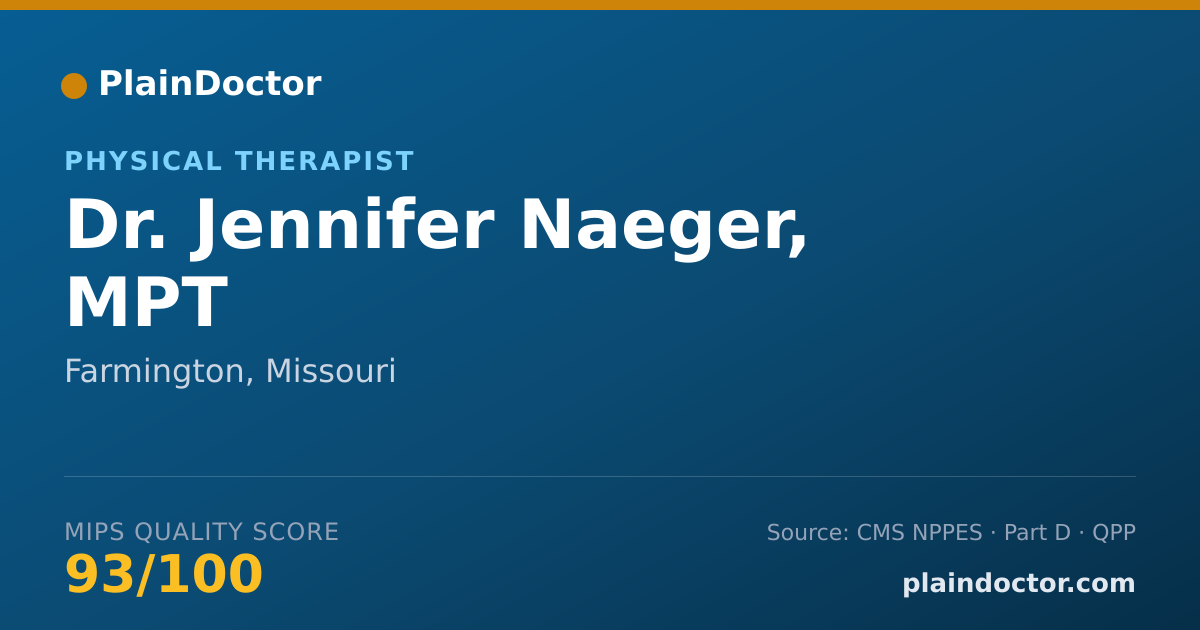Shareable card for Jennifer Naeger, MPT - Physical Therapist, Farmington, MO