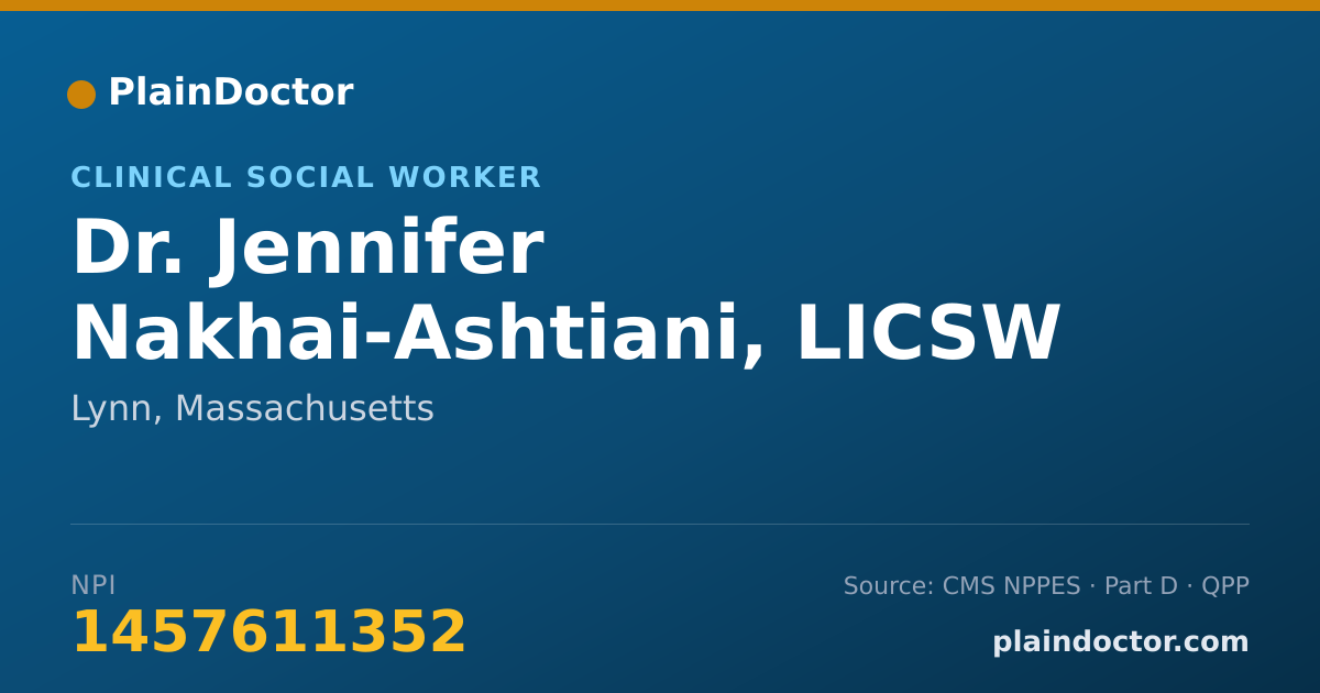 Shareable card for Jennifer Nakhai-Ashtiani, LICSW - Clinical Social Worker, Lynn, MA