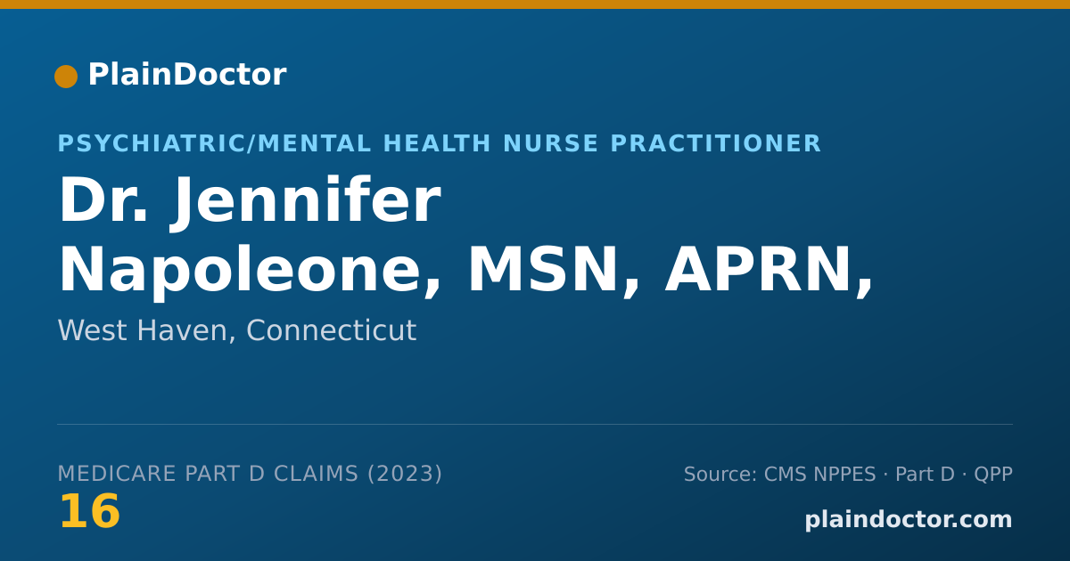 Shareable card for Jennifer Napoleone, MSN, APRN, BC - Psychiatric/Mental Health Nurse Practitioner, West Haven, CT
