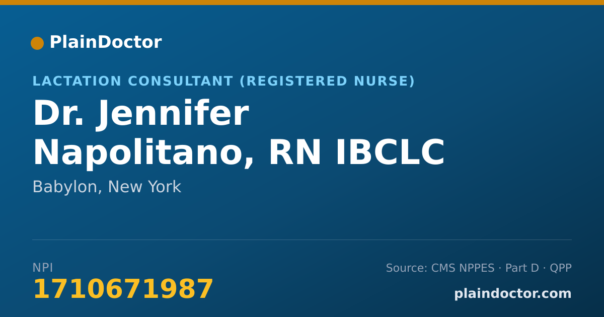 Shareable card for Jennifer Napolitano, RN IBCLC - Lactation Consultant (Registered Nurse), Babylon, NY