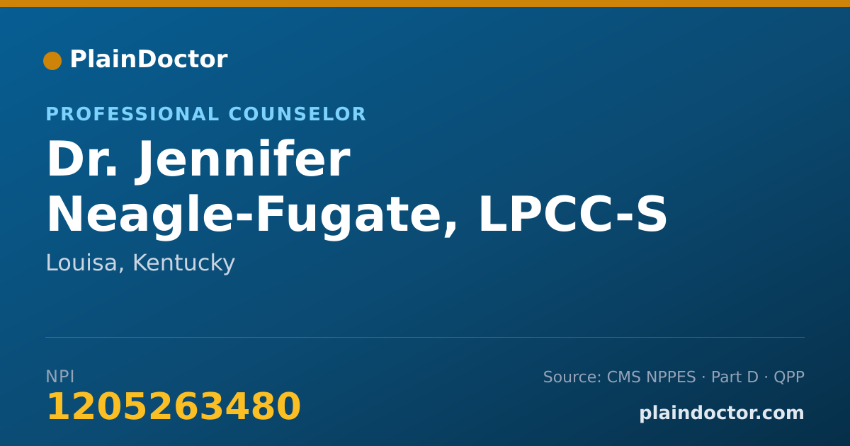 Shareable card for Jennifer Neagle-Fugate, LPCC-S - Professional Counselor, Louisa, KY