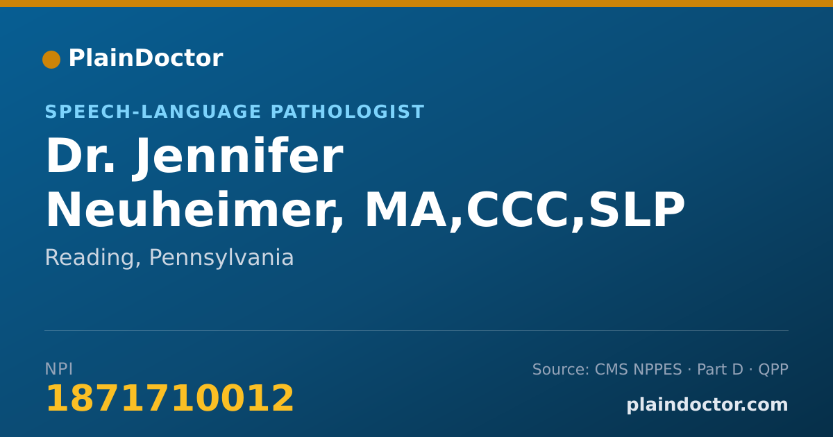 Shareable card for Jennifer Neuheimer, MA,CCC,SLP - Speech-Language Pathologist, Reading, PA