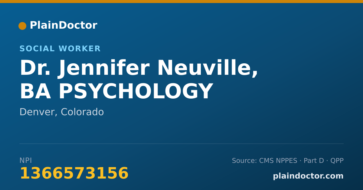 Shareable card for Jennifer Neuville, BA PSYCHOLOGY - Social Worker, Denver, CO