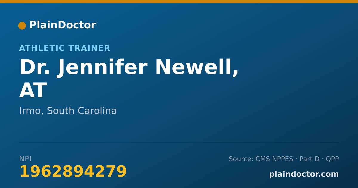 Shareable card for Jennifer Newell, AT - Athletic Trainer, Irmo, SC