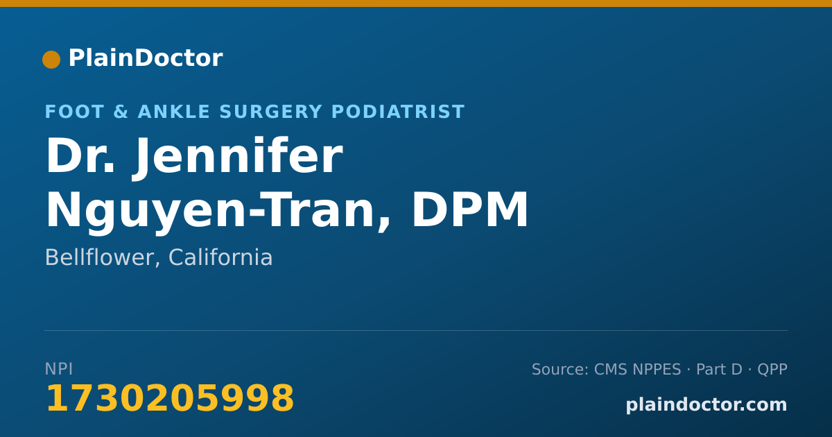 Shareable card for Jennifer Nguyen-Tran, DPM - Foot & Ankle Surgery Podiatrist, Bellflower, CA