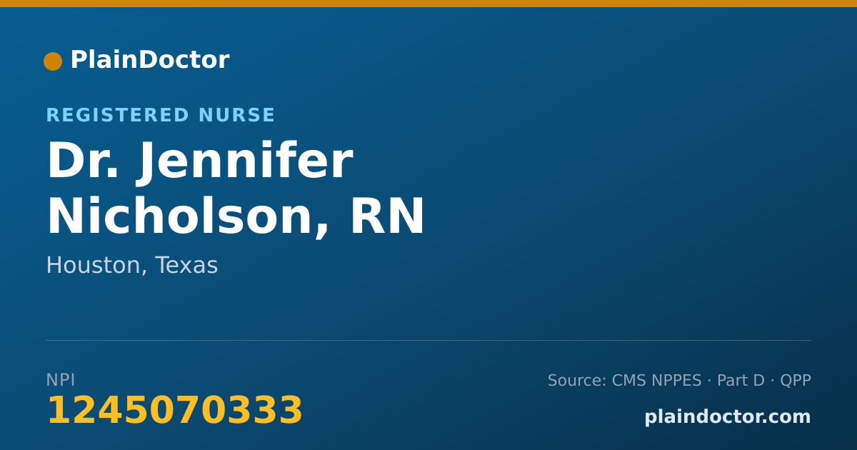 Shareable card for Jennifer Nicholson, RN - Registered Nurse, Houston, TX