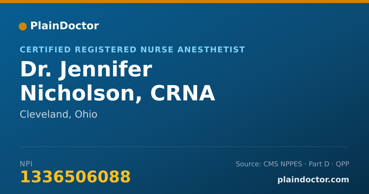 Shareable card for Jennifer Nicholson, CRNA - Certified Registered Nurse Anesthetist, Cleveland, OH